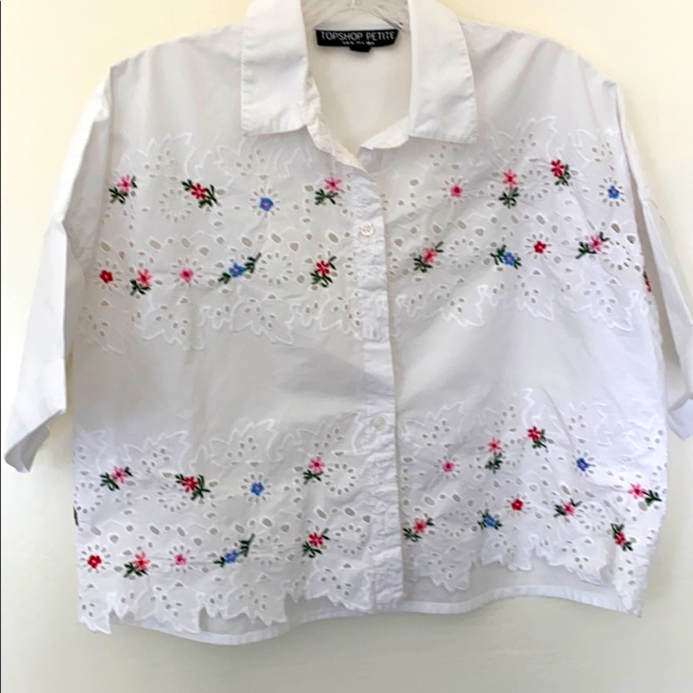 Top shop white floral blouse